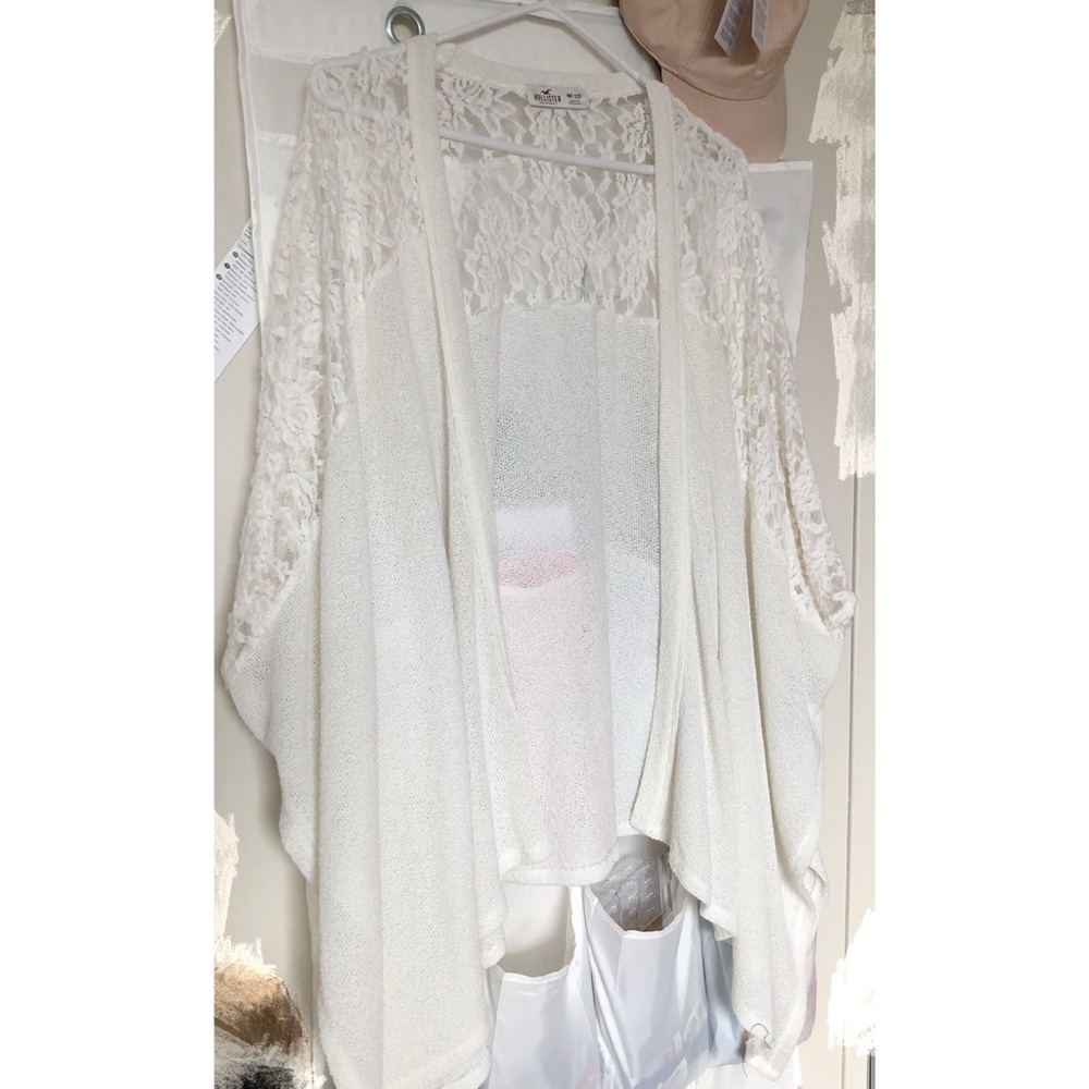 Hollister cream colour lace cardigan style over